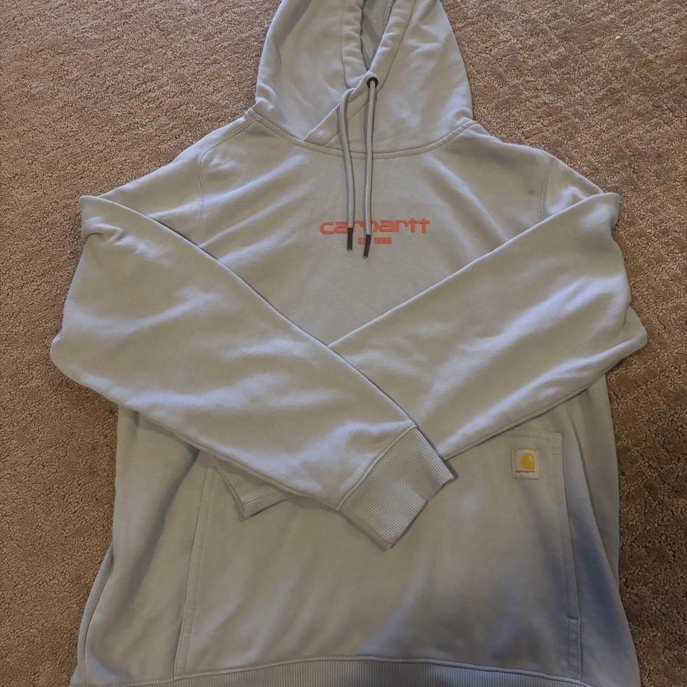 Carhartt Light Gray Hoodie with Red Accents